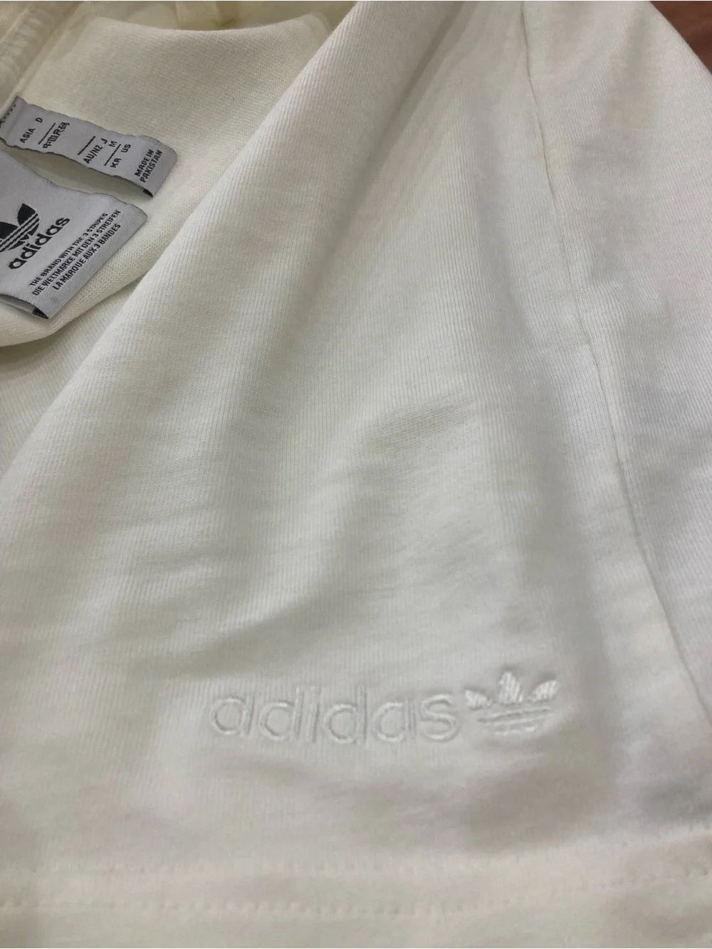 adidas Off-White Short Sleeve Tee with Small Trefoil